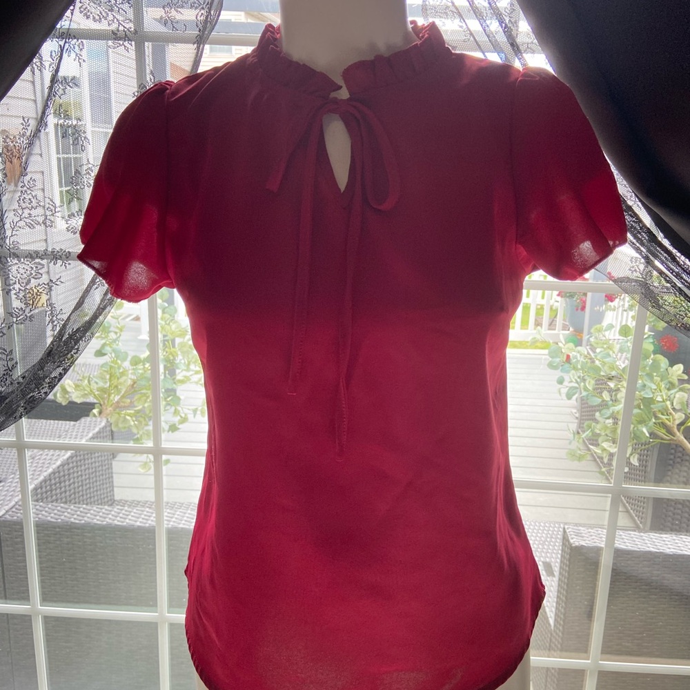Red Ruffled Blouse - Picture 2 of 2